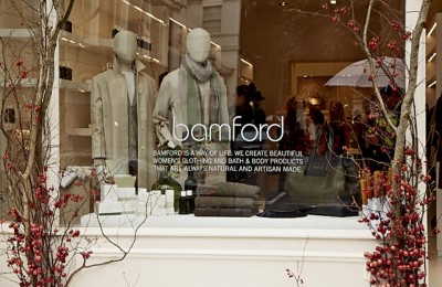 A view through the shop window at the new Bamford store in South Audley Street