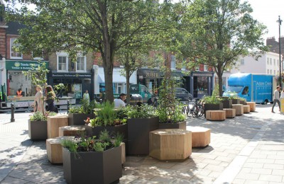 A view of the new urban garden outside the new Daylesford store on Pimlico Road.