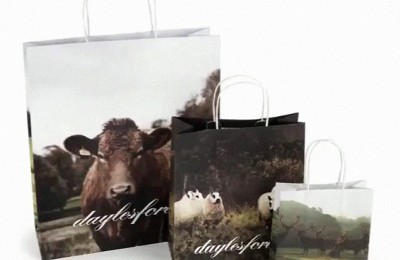 A collection of eco-friendly, paper shopping bags from Daylesford