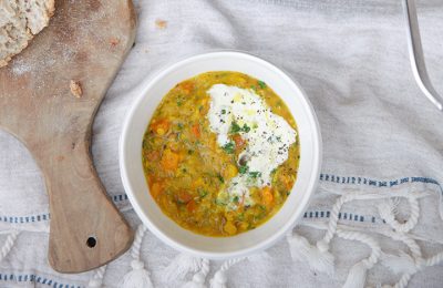 Spiced Pumpkin Red Split Lentil & Turmeric Soup