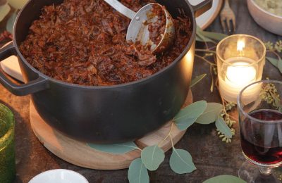 Oxtail Ragu with crushed root vegetables