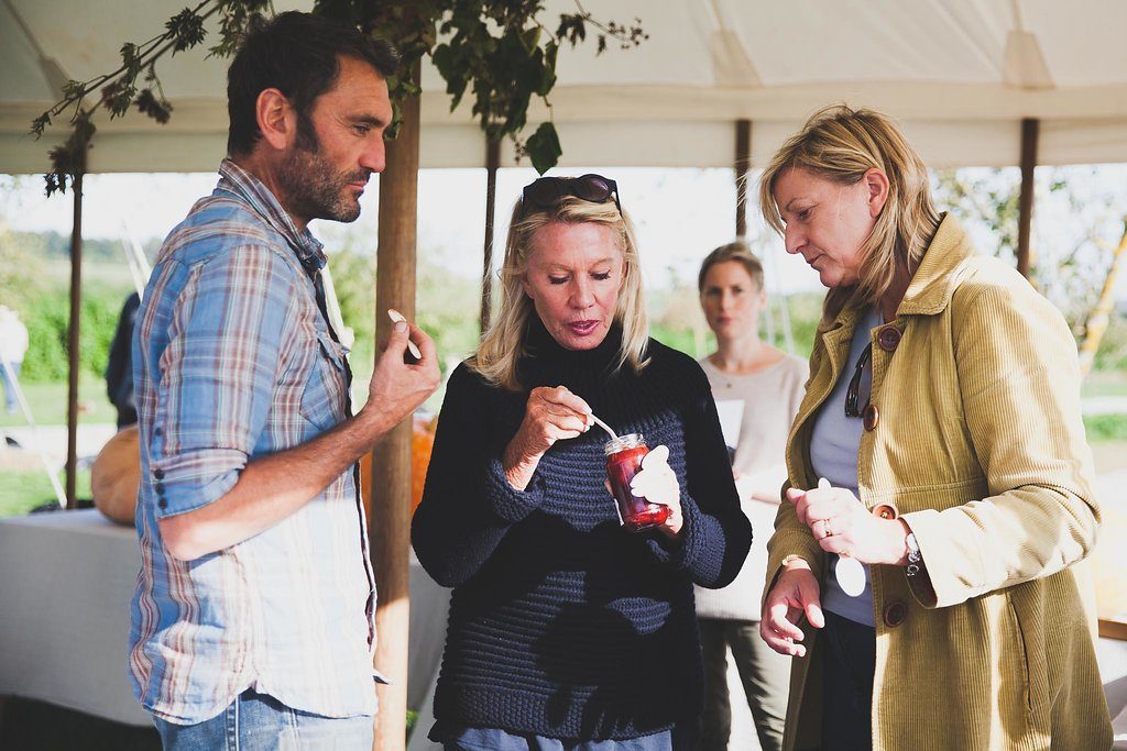 Carole Bamford at the fruit market